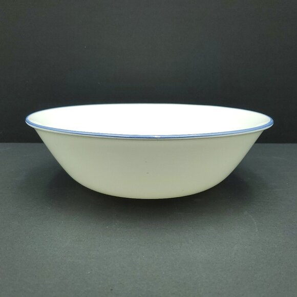 Corelle Slate Indigo Allegro Serving Bowl Blue Band White Medium Vegetable Bowl - Picture 1 of 6